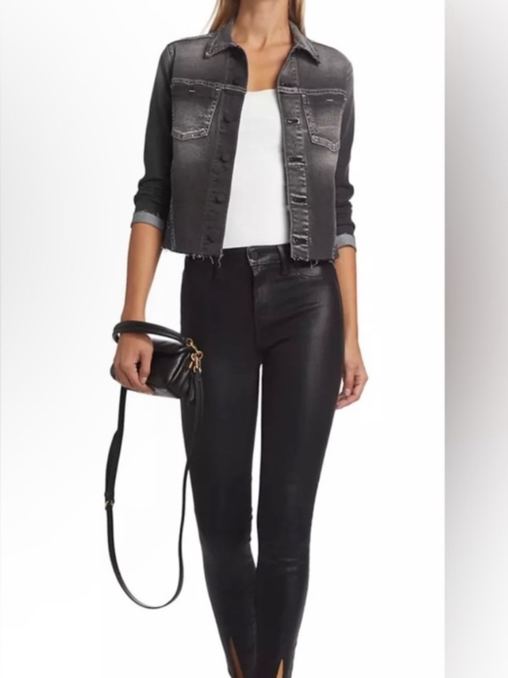 L'Agence Janelle Slim Fit Raw Denim Jacket
